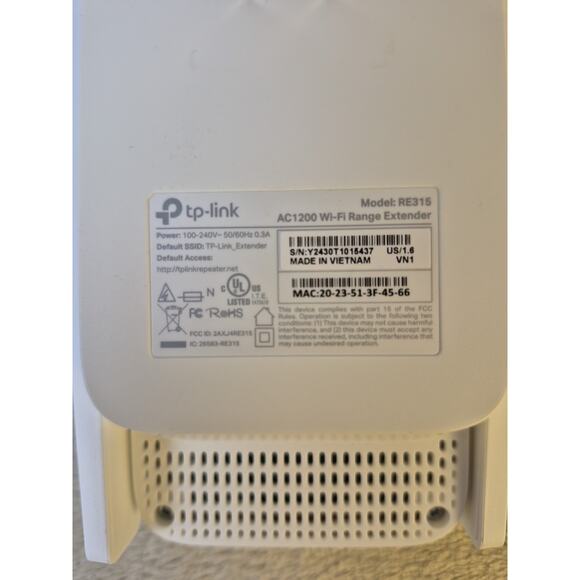 TP-Link AC1200 Wi-Fi Range Extender Model RE315 (White) - Picture 4 of 9